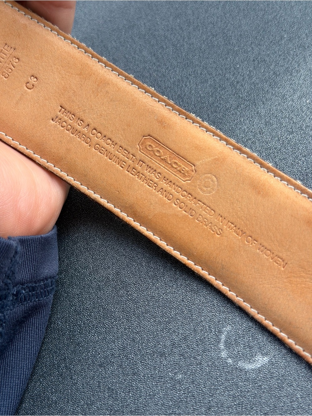 Coach Signature Canvas Belt in Brown and Tan - Picture 5 of 6